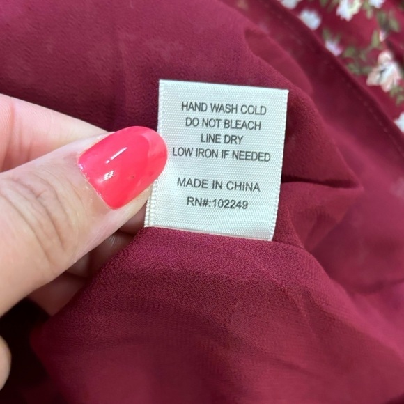 Red Floral Flowy Teared Peasant Top Women’s M Western Workwear Autumn Fall Bow - Picture 6 of 10